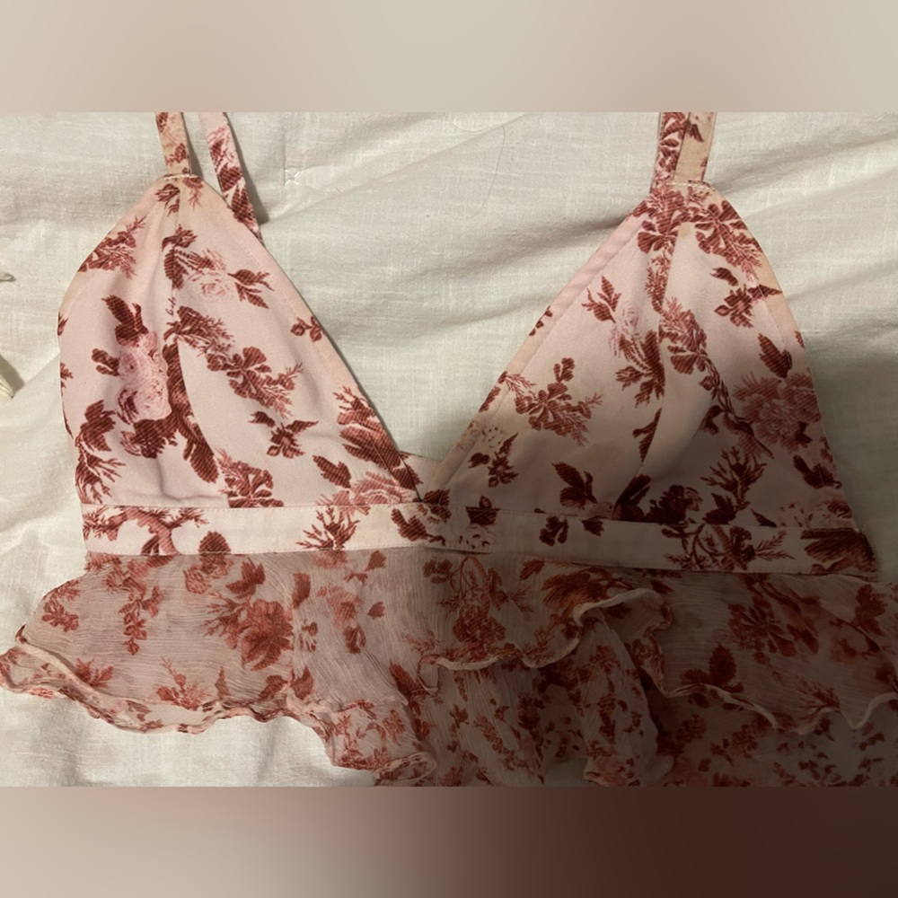 REVOLVE HEMANT & NADITA RUFFLE BRALETTE TOP SZ. XS